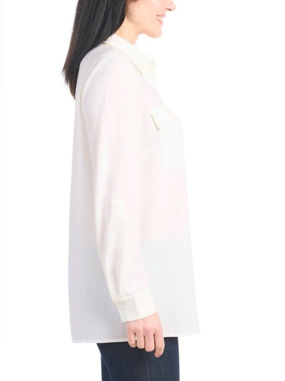 NWT Hilary Radley Women's Ivory Button-Front Long Sleeve Shirt XXL - Picture 3 of 6